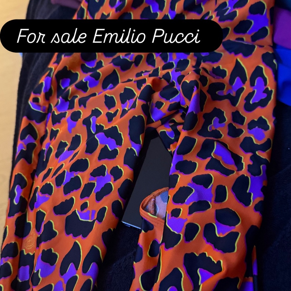 Emilio Pucci Bold Orange and Purple Print Leggings